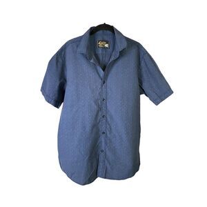 Dukes bark men’s American sportswear button down blue shirt, size large